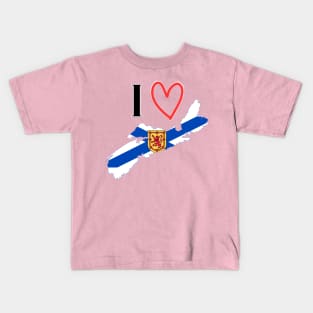 I Love Nova Scotia with the Nova Scotian Flag Kids T-Shirt